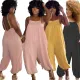 Women clothes Solid Loose Low Back Casual Strap Jumpsuit