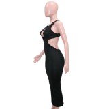 Sexy Cutout Low Back Sleeveless Maxi Dress Women's Nightclub Clothing