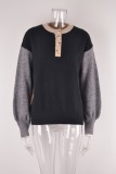 Autunno Inverno Plus Size Button Maglione Pullover da donna Patchwork maglia camicia
