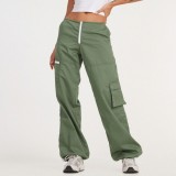 Spring Summer Cargo Pants Women's Multi-pocket Wide Leg Pants Straight High Waist Loose Pants