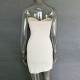 Spring/Summer Cross Fit High Stretch Knitted Strapless Dress