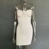 Spring/Summer Cross Fit High Stretch Knitted Strapless Dress