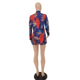 Plus Size Women clothes Print Fashion Casual Beach Three-Piece Shorts Set
