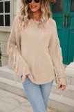 Fall/Winter knitting tassel Style Fashion Chic Career Pullover Plus Size Loose Solid Color Sweater Blouse