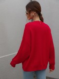 Otoño e invierno, camisa de punto de color sólido, suéter de manga larga con cuello redondo para mujer, suéter para mujer