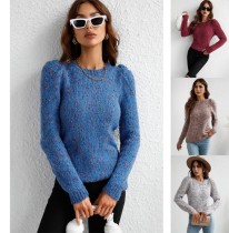 Свитер пуловер однотонный шикарный вязаный свитер с круглым вырезом женский