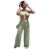 Sexy Irregular Lace-Up Wrap Chest Loose Wide Leg Jumpsuit