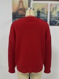 Otoño e invierno, camisa de punto de color sólido, suéter de manga larga con cuello redondo para mujer, suéter para mujer