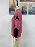 Otoño/Invierno Suelto Colorblock Cuello redondo Camisa de punto Suéter de mujer