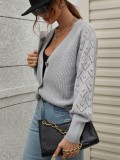 Winter single-breasted solid color knitting women's knitting cardigan loose sweater women