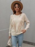 Pullover sweater women loose solid color knitting shirt fashion fringed sweater women