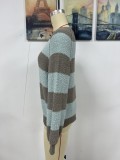 Maglia da donna in maglia a righe patchwork invernale da donna