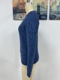 Maglione pullover tinta unita Chic Round Neck maglione lavorato a maglia da donna