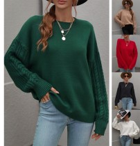 Herfst en winter effen kleur breien shirt vrouwen lange mouwen ronde hals top trui dames