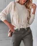 Pullover sweater women loose solid color knitting shirt fashion fringed sweater women