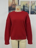 Autumn and winter solid color knitting shirt women's long-sleeved Round Neck top sweater women