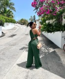 Sexy Irregular Lace-Up Wrap Chest Loose Wide Leg Jumpsuit