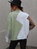 Maglione pullover da donna con scollo tondo girocollo a blocchi di colore autunno/inverno