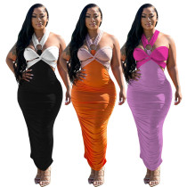 Kadın Yaz Düzensiz Renk Kontrast Elbise