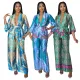 Women Long Sleeve Printed Top + Wide Leg Pants Two Piece Set