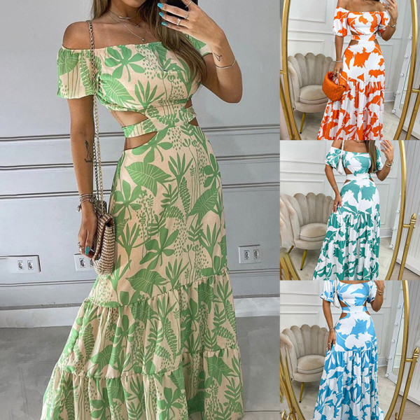 Women Printed Cutout Lace-Up Dress