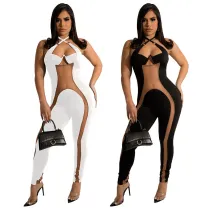 Women Summer Sleeveless Sexy Patchwork Jumpsuit