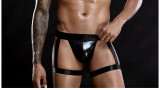 Men PU Leather Bandage Erotic Lingerie Set