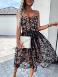 Summer sexy strapless Lace Elegant Party Dress