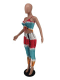 Ropa de mujer Moda de verano Tie Dye Posicionamiento Estampado Correa Suelta Casual Conjuntos de pantalones de dos piezas