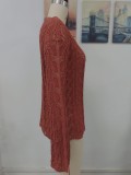 Otoño e invierno tejido color sólido gancho flor hueco jersey cuello redondo suelto mujer suéter