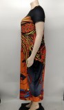 Vestido maxi largo de manga corta con estampado de ropa de mujer de moda