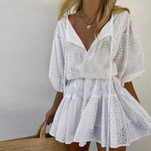Summer Women clothes Half-Sleeve Mini Boho Dress