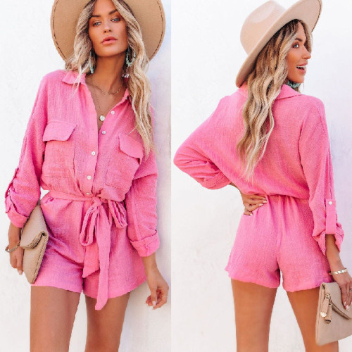 Summer Casual Chic Women clothes cotton Shorts Jumpsuit Mid Casual One Piece Pants