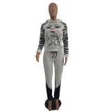 Women clothes Fall tiger print Long Sleeve Hoodies and sweatpants two piece tracksuit Set