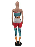 Ropa de mujer Moda de verano Tie Dye Posicionamiento Estampado Correa Suelta Casual Conjuntos de pantalones de dos piezas