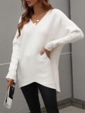 Winter Solid Color Sweater Women's Knitting Shirt Fashion Women's Long Sleeve V Neck Top Sweater