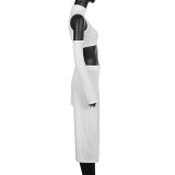 Women clothes Basic Solid Crop Tank Irregular Skirt sleevelet Three-Piece Set