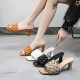 Sandals Women'S Slippers Spring Fashion Woven Square Toe Stiletto Plus Size Sandals