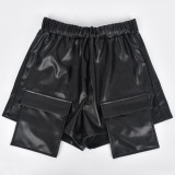 Summer Women'S Style Style Street Pocket Pu Leather Shorts Women