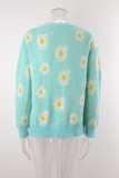 Printed Knitting Shirt Jacket Sweater Plus Size Cardigan Daisy Sweater Trendy