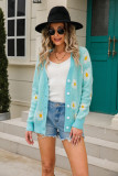 Printed Knitting Shirt Jacket Sweater Plus Size Cardigan Daisy Sweater Trendy