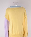 Chic Patchwork Fashion Style Knitting Round Neck Pullover Women'S Fall Winter Shirts