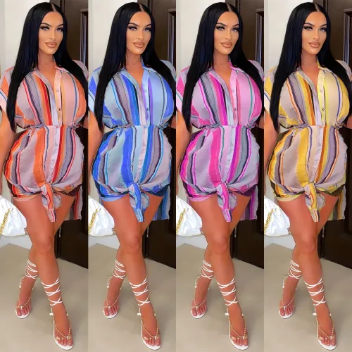 Women short sleeve slit dress