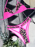 Traje de baño atractivo del bikiní del bloque del color del estampado del leopardo del remiendo de las mujeres