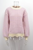 Autumn Round Neck Basic Knitting Street Fashion Cutout Plus Size Pullover Knitting Sweater