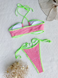 Traje de baño de malla de bikini de encaje con cordones Colorblock para mujer