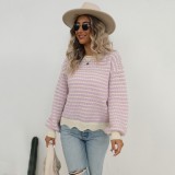 Autumn Round Neck Basic Knitting Street Fashion Cutout Plus Size Pullover Knitting Sweater