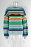 Fall Women'S Striped Pullover Round Neck Loose Knitting Plus Size Sweater Knitting Shirt
