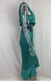 Womens Chic Elegant Slash Shoulder Pleated Open Waist Ruffle Dress