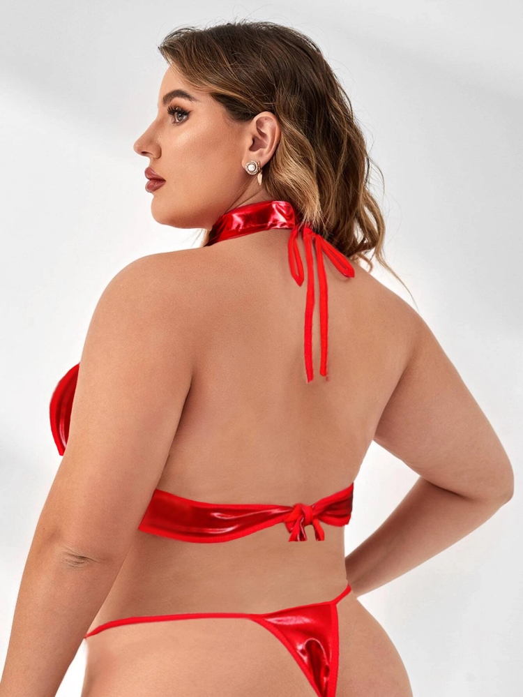 Plus Size Valentine Lingerie for Women Unwrap Me Red Satin Bow